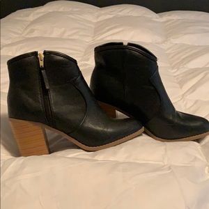 High heel zip up booties